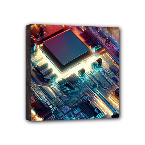 Ai Generated Motherboard City Technology Tech Cpu Mini Canvas 4  X 4  (stretched) by Jancukart