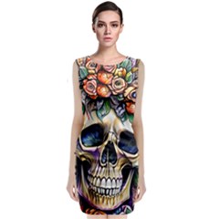 Skull Dead Sleeveless Velvet Midi Dress by GardenOfOphir
