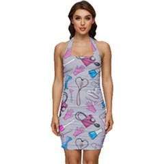 Medicine Sleeveless Wide Square Neckline Ruched Bodycon Dress by SychEva