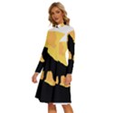 Wolf Wild Animal Night Moon Long Sleeve Shirt Collar A-Line Dress View2