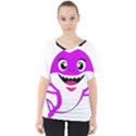 Purple Shark Fish V-Neck Dolman Drape Top View1