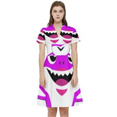 Purple Shark Fish Short Sleeve Waist Detail Dress by Semog4