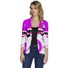 Purple Shark Fish Women s One-button 3/4 Sleeve Short Jacket by Semog4