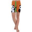 Panda Animal Orange Sun Nature Kids  Lightweight Velour Capri Yoga Leggings View1