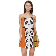 Panda Animal Orange Sun Nature Short Frill Dress by Semog4