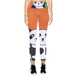 Panda Animal Orange Sun Nature Pocket Leggings  by Semog4