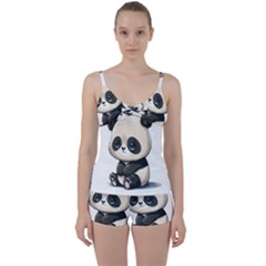 Cute Panda Bear Animal Cartoon Tie Front Two Piece Tankini by Semog4