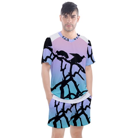 Birds Bird Vultures Tree Branches Men s Mesh Tee And Shorts Set by Semog4