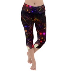 Abstract Light Star Design Laser Light Emitting Diode Lightweight Velour Capri Yoga Leggings by Semog4