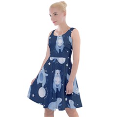 Bear Pattern Patterns Planet Animals Knee Length Skater Dress by Semog4