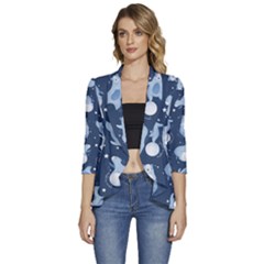 Bear Pattern Patterns Planet Animals Women s 3/4 Sleeve Ruffle Edge Open Front Jacket by Semog4