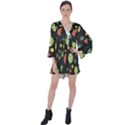 Watermelon Berries Patterns Pattern V-Neck Flare Sleeve Mini Dress View1