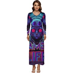 Gamer Life Long Sleeve Longline Maxi Dress by minxprints