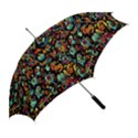 Cartoon Monster Pattern Abstract Background Straight Umbrellas View2