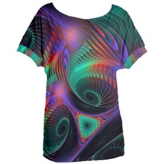 Circle Art 3d Artwork Graphics Vortex Colorful Digital Art Women s Oversized Tee by Semog4