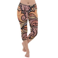 Colorful Paisley Background Artwork Paisley Patterns Lightweight Velour Capri Yoga Leggings by Semog4