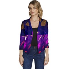 Colorful Abstract Background Creative Digital Art Colorful Geometric Artwork Women s Casual 3/4 Sleeve Spring Jacket by Semog4