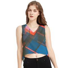 Minimalist Abstract Shaping Abstract Digital Art Minimalism V-neck Cropped Tank Top by Semog4