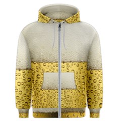 Texture Pattern Macro Glass Of Beer Foam White Yellow Art Men s Zipper Hoodie by Semog4