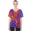 Geometric Pattern Colorful Fluorescent Background V-Neck Dolman Drape Top View1