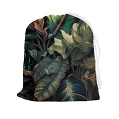 Tropical Leaf Leaves Foliage Monstera Nature Drawstring Pouch (2xl) by Jancukart