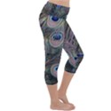 Peacock Feathers Peacock Bird Feathers Lightweight Velour Capri Yoga Leggings View3