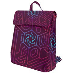 Circuit Hexagonal Geometric Pattern Background Purple Flap Top Backpack by Jancukart