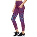 Circuit Hexagonal Geometric Pattern Background Purple Pocket Leggings  View3