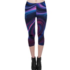 Purple Blue Swirl Abstract Capri Leggings  by Jancukart