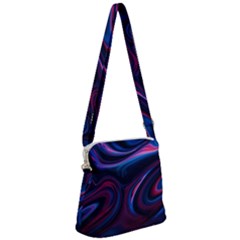 Purple Blue Swirl Abstract Zipper Messenger Bag by Jancukart