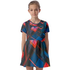Minimalist Abstract Shaping  Abstract Digital Art Kids  Short Sleeve Pinafore Style Dress by Jancukart
