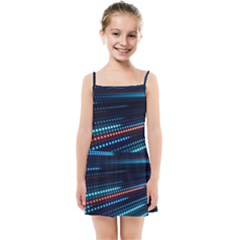 Orange Blue Dot Dots Lines Abstract Abstract Digital Art Kids  Summer Sun Dress by Jancukart