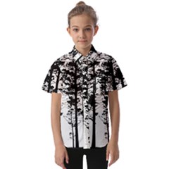 Trees Forest Woods Woodland Trunk Kids  Short Sleeve Shirt by Jancukart