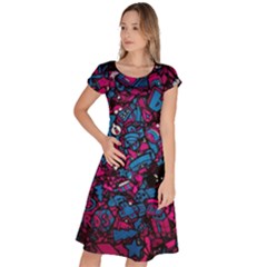 Grafitti Graffiti Abstract Artwork Digital Classic Short Sleeve Dress by Semog4