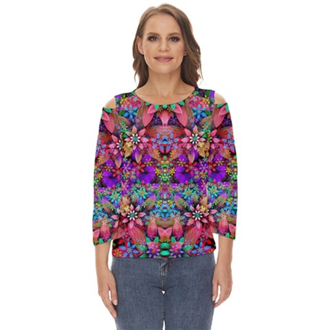 Flower Patterns Abstract Pattern Digital Art Cut Out Wide Sleeve Top by Semog4