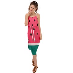 Watermelon Fruit Pattern Waist Tie Cover Up Chiffon Dress by Semog4