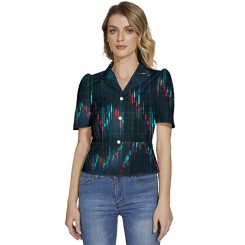 Flag Patterns On Forex Charts Puffed Short Sleeve Button Up Jacket by Semog4