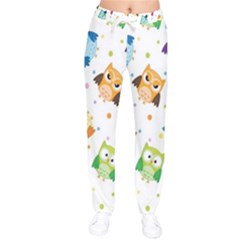 Owl Bird Women Velvet Drawstring Pants by Semog4