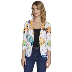 Owl Bird Women s One-button 3/4 Sleeve Short Jacket by Semog4