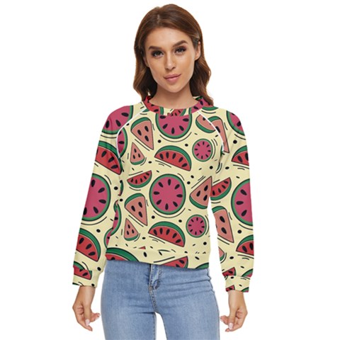 Watermelon Pattern Slices Fruit Women s Long Sleeve Raglan Tee by Semog4