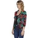 Flower Patterns Ornament Pattern Women s One-Button 3/4 Sleeve Short Jacket View2