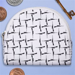 Precision Pursuit: Hunting Motif Black And White Pattern Horseshoe Style Canvas Pouch by dflcprintsclothing