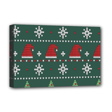 Beautiful Knitted Christmas Pattern Deluxe Canvas 18  X 12  (stretched) by Semog4