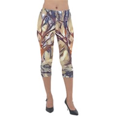 Tree Forest Woods Nature Landscape Lightweight Velour Capri Leggings  by Semog4