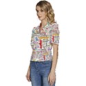 Writing Author Motivation Words Puffed Short Sleeve Button Up Jacket View2