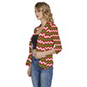 Christmas Paper Scrapbooking Pattern Women s 3/4 Sleeve Ruffle Edge Open Front Jacket View2