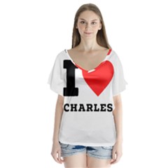 I Love Charles  V-neck Flutter Sleeve Top by ilovewhateva