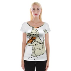 Cat Playing The Violin Art Cap Sleeve Top by oldshool