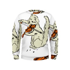 Cat Playing The Violin Art Kids  Sweatshirt by oldshool