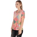Background Geometric Triangle Women s V-Neck Scrub Top View2